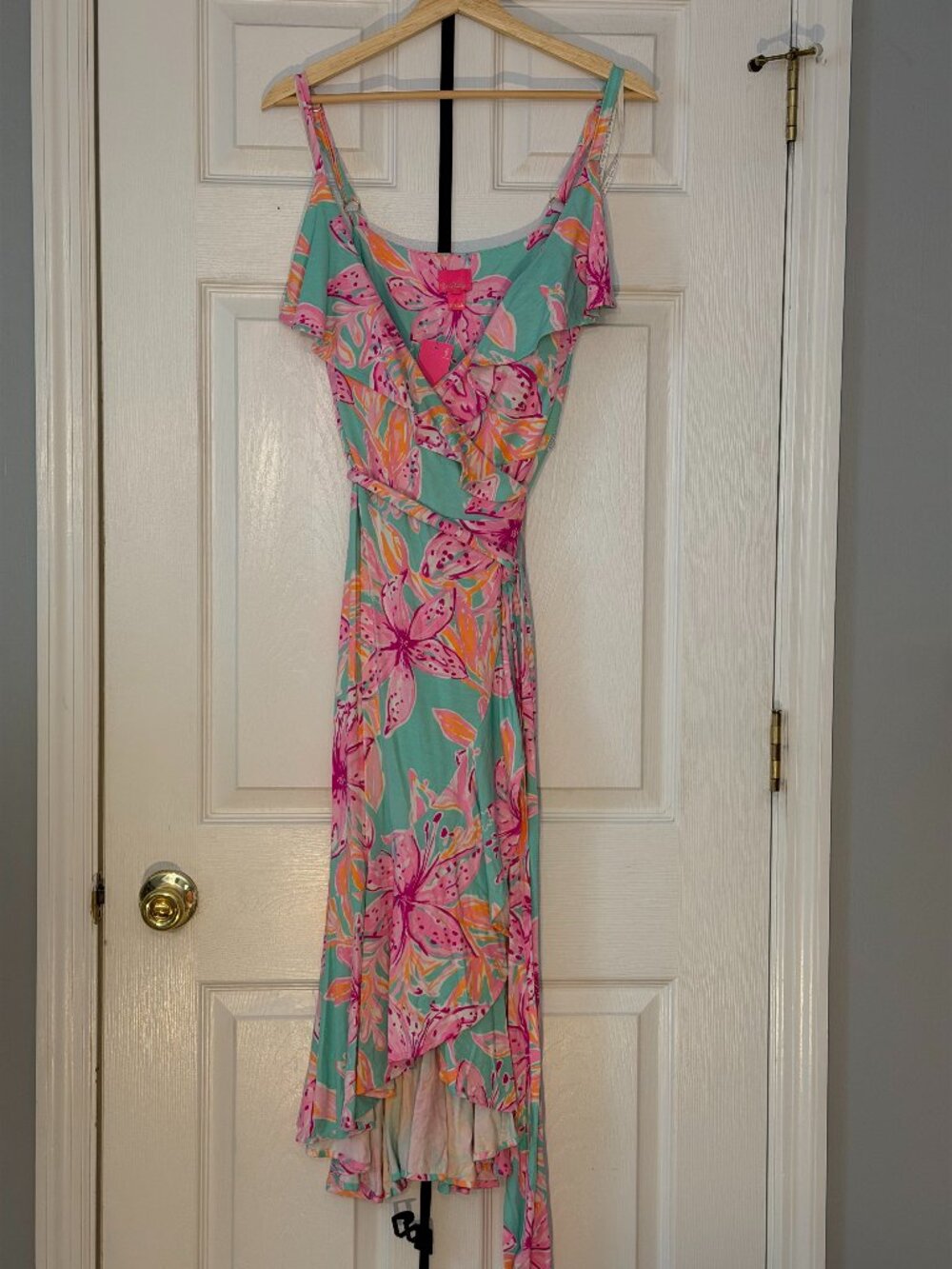 Lilly Pulitzer Fontaine Wrap Dress in Surf Blue Salty Sea Lily